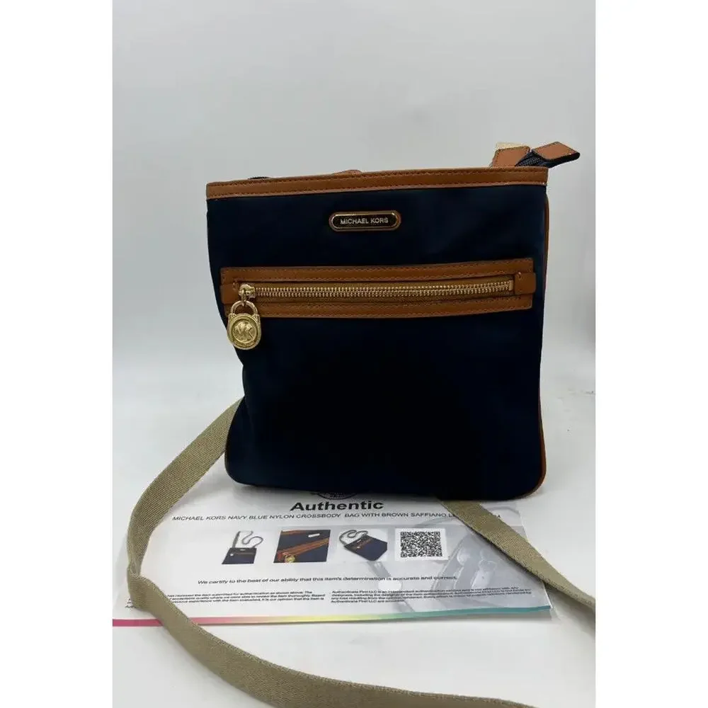 Michael Kors Authenticated Kempton Navy‎ Nylon Leather Crossbody Shoulder Bag